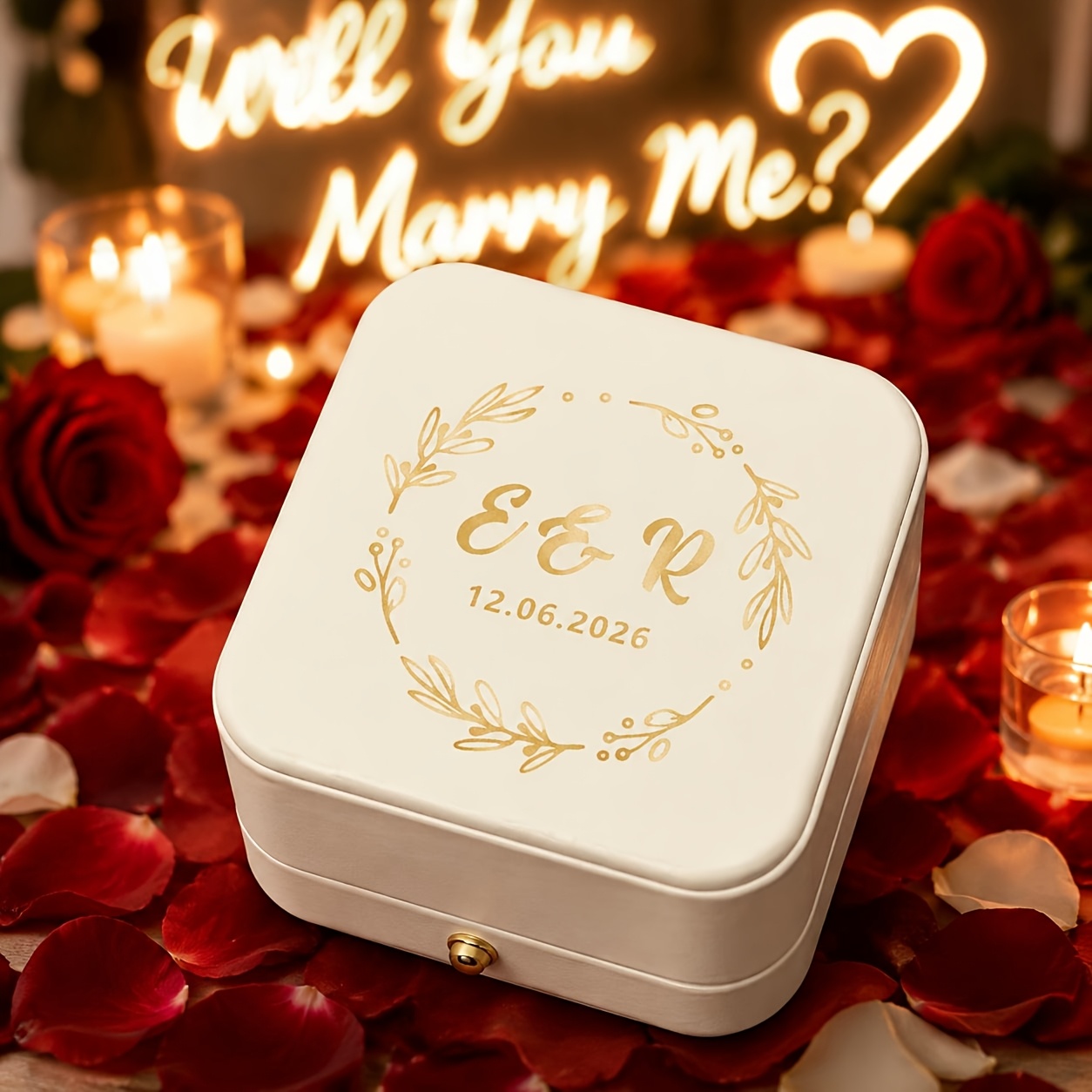 High-End Customizable Proposal Ring Box, Elegant Wedding Gift